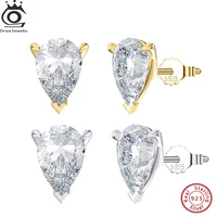 ORSA JEWELS 925 Sterling Silver Stud Earrings with Water Drop Cut Zirconia Stone, Elegant and Timeless Jewelry for Women LZE02