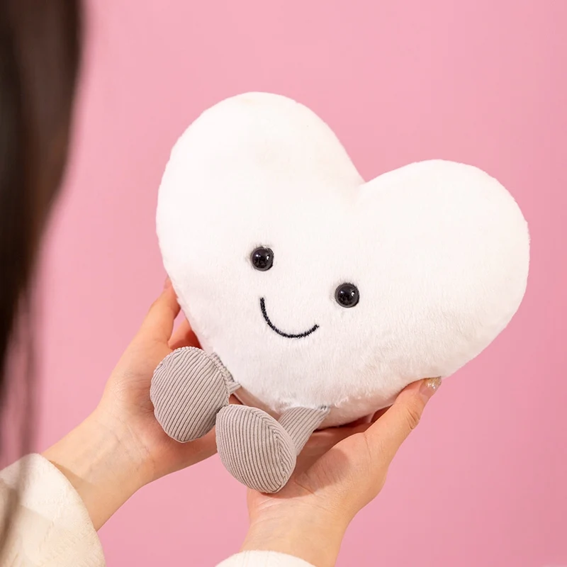 Heart Pillow Smiling Face with Legs Red Pink White Colors Say Love Small Cushion Home Decor Present 4