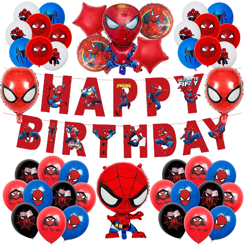 Spider-Man Birthday Decoration Aluminum Film Digital Balloon New Spider-Man Red Tableware Baby Shower Children's Party Supplies party supplies
