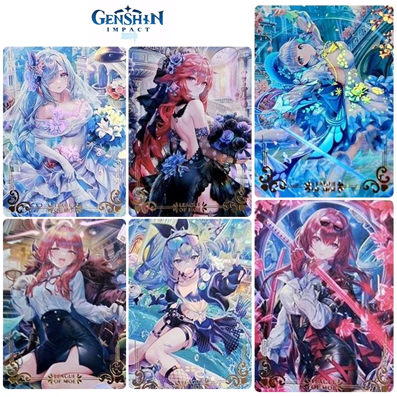 

DIY ACG Genshin Impact 9PCS/SET Collection card Yae Miko Kamisato Ayaka Anime characters Bronzing flash card Christmas gift toys