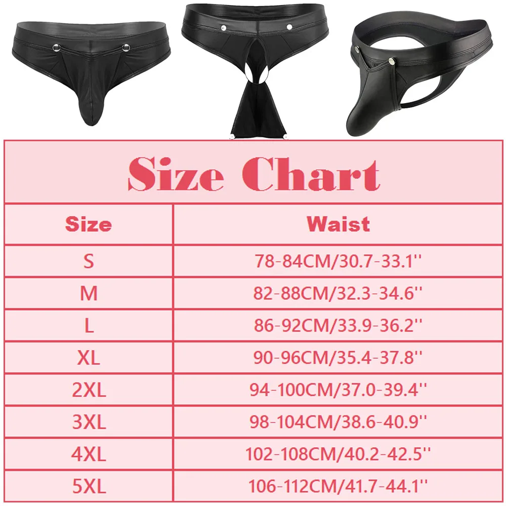 Sexy Men Open Crotch G-string Thongs Faux Leather Jockstrap G-strings Erotic Sissy Bulge Pouch T-back Panties G-string Underwear