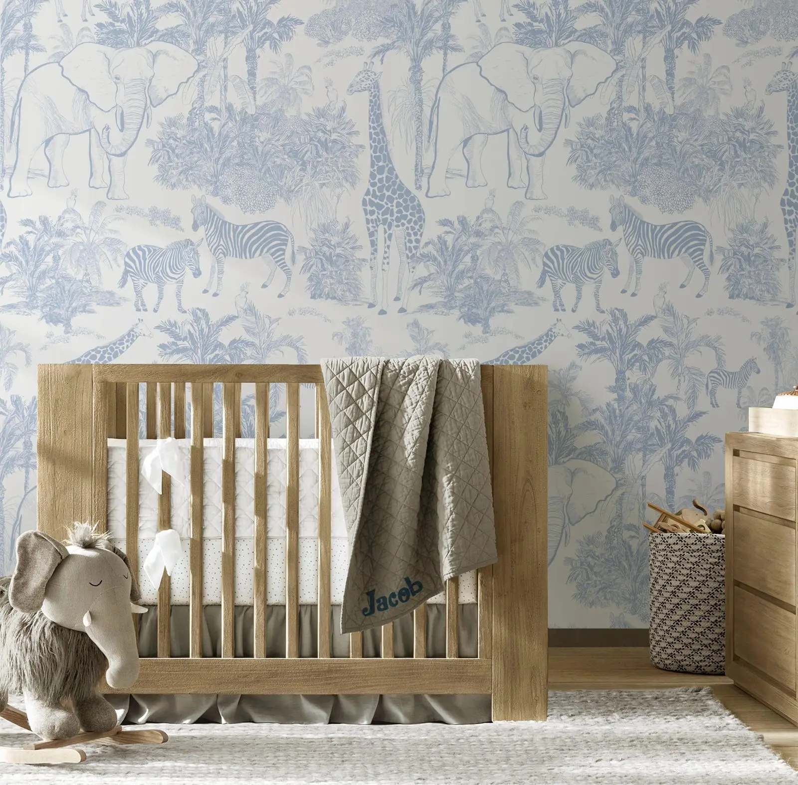Vintage Safari Animals Self-adhesive Wallpaper, Peel & Stick Animal Wall Mural For Kid's Room Decor,Or Traditional Non-woven