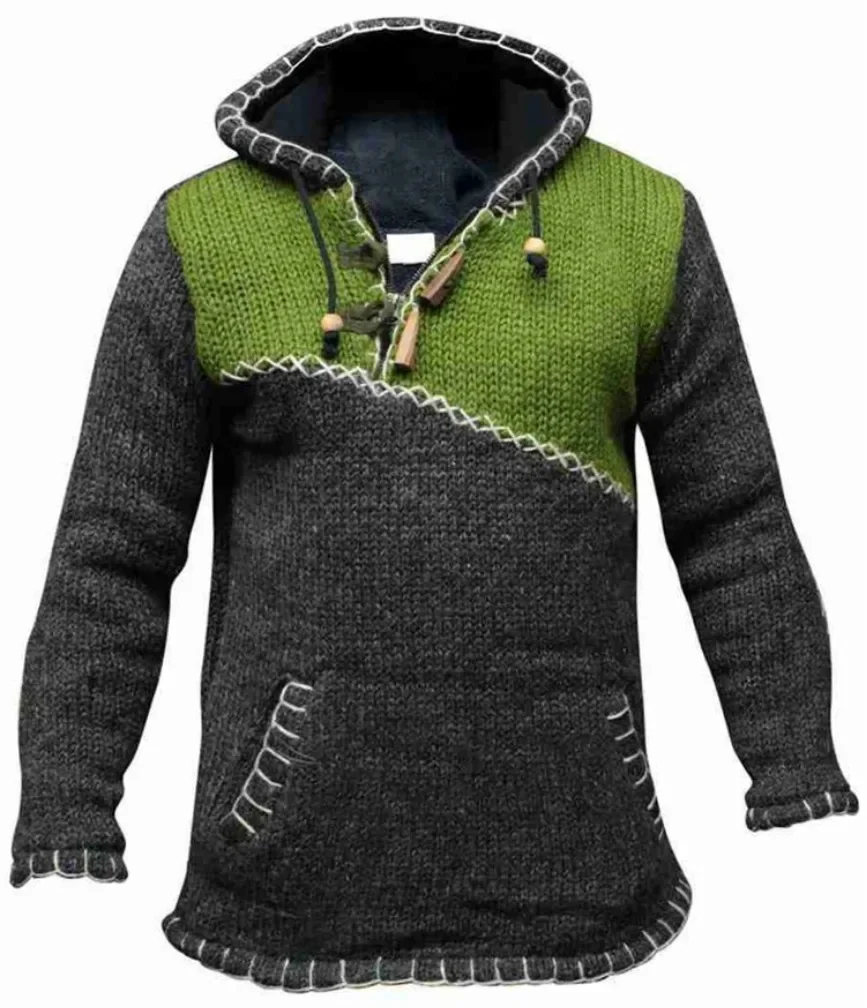 

2023 Autumn/Winter New Men's Winter New Casual Fashion Combination Long Sleeve Knitwear Hooded Sweater