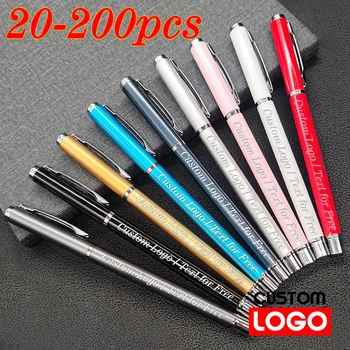 20-200pcs 0.5mm Customizable Luxury Business Metal Pen Laser Engraving Name Advertising Wholesale DIY Logo School Office Gift