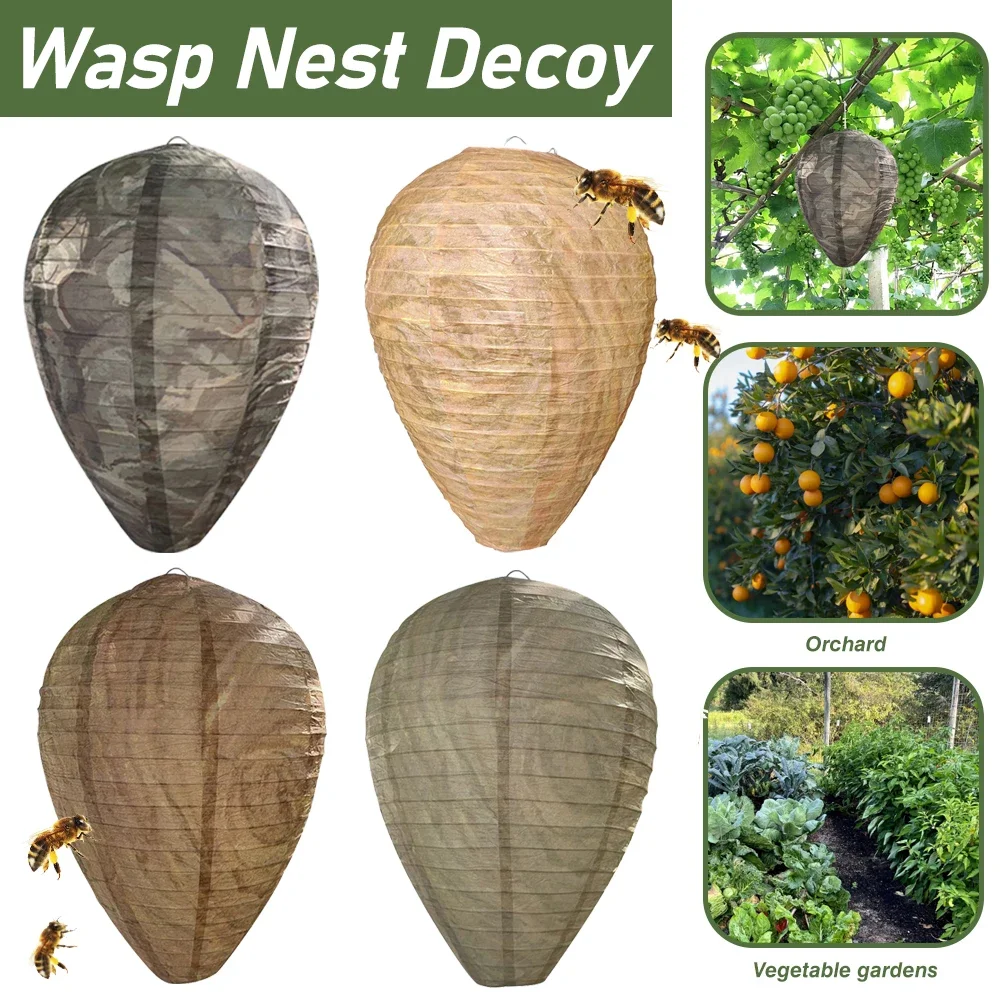 Hanging Waterproof Wasp Nest Decoy Paper Non-Effective Fake Nest Bee Decoy Deterrent for Garden Orchard Patio Outdoor