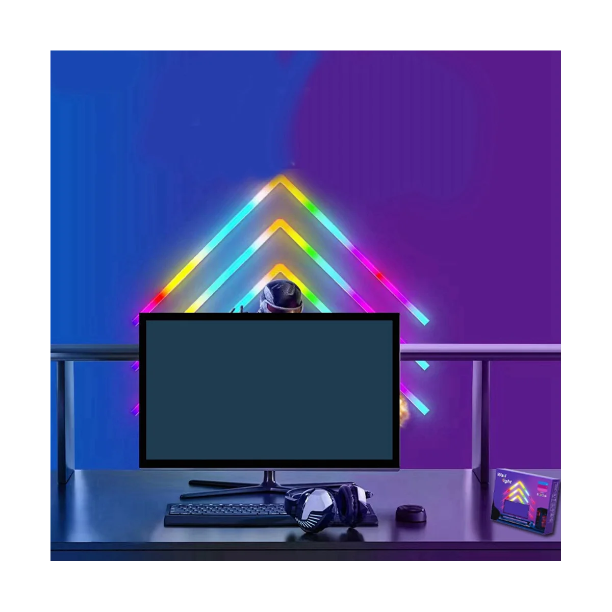 

LED Smart Wall Lamp with US Plug Colorful Convenient Light Bar DIY Atmosphere Night Light APP Music Rhythm TV Backlight