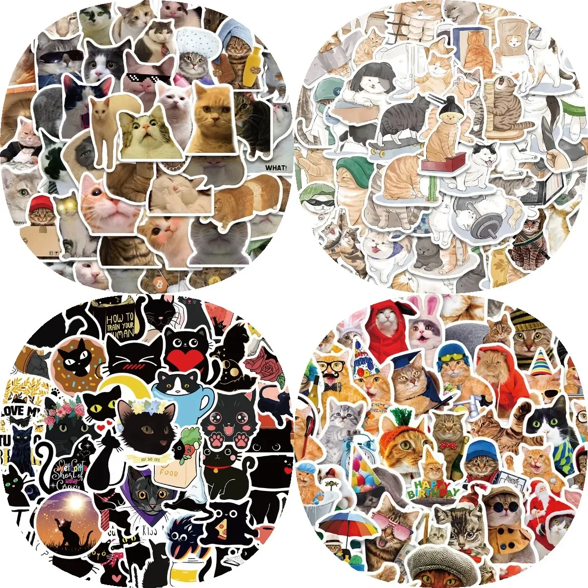 Cat Stickers Funny Cute Cat MEME Animals Stickers Kawaii Cats Decals Scrapbooking Notebook Luggage Laptop Skateboard Sticker Toy
