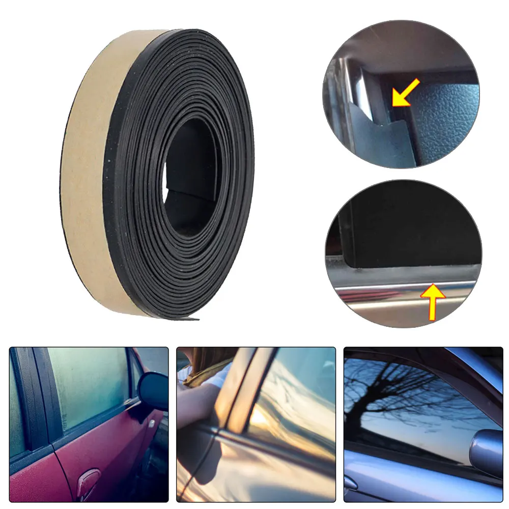 Universal 13ft Black Rubber Car Door Window Trim Seal Strip - Self-Adhesive