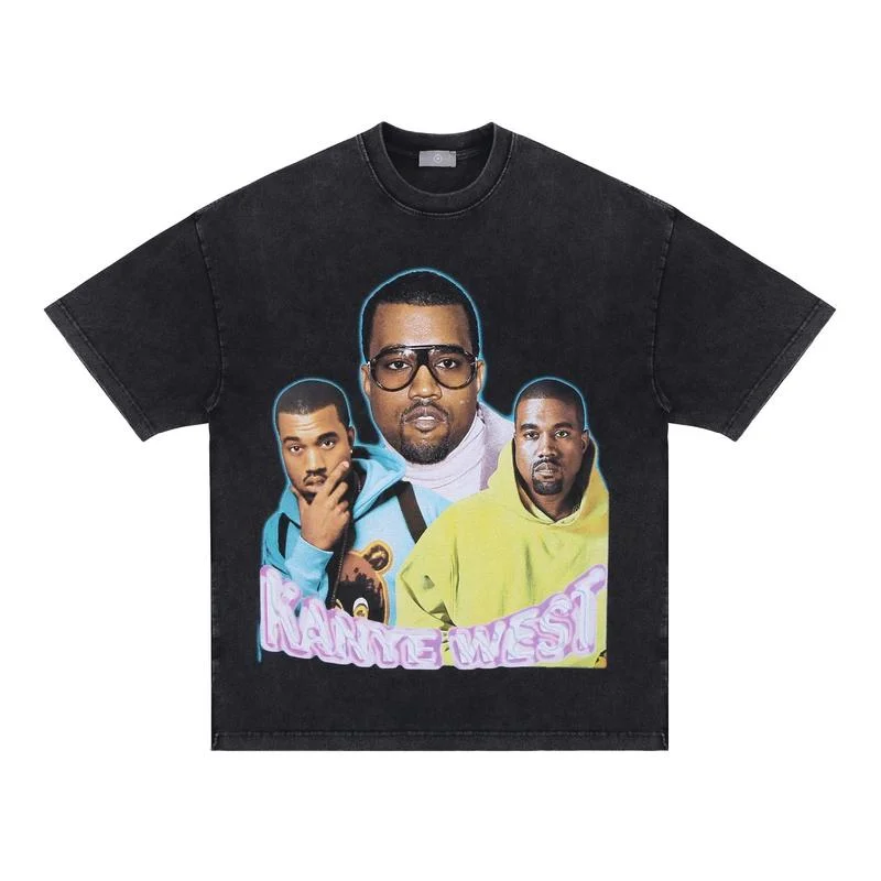 

22SS Hip Hop Portrait Kanye West T Shirt Men Women EU Size Vintage Top Tees