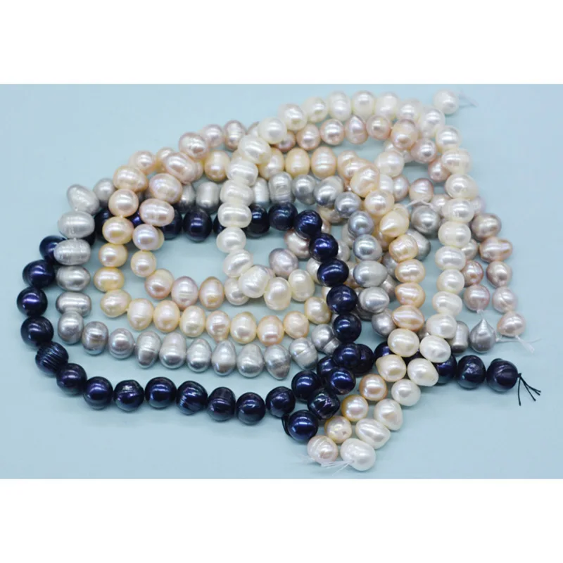 천연 진주 구슬 감자 모양 펀치 루즈 비즈, 쥬얼리 DIY 목걸이 액세서리, 2 주 (83 개), 9-10mm, 15 인치