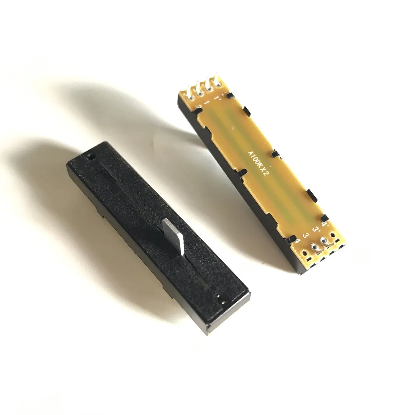 2PCS 72MM Straight Sliding Potentiometer Fader Track Type A100K A100Kx2 Handle Length 10MM Handle wide 8MM