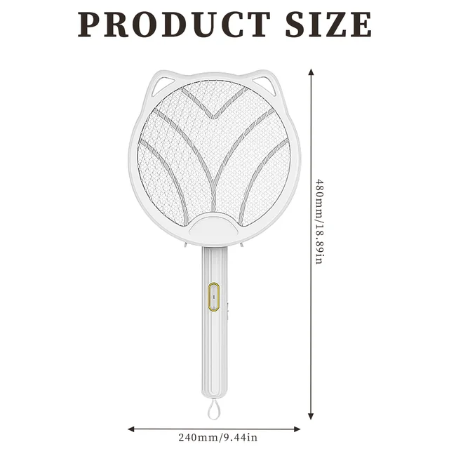 Összecsukható Elektromos Szúnyog Swatter Macska Fülek 1200Mah Szúnyoggyilkos Lámpa Kézi Usb Újratölthető Kártevőirtás Beltéri - Image 6