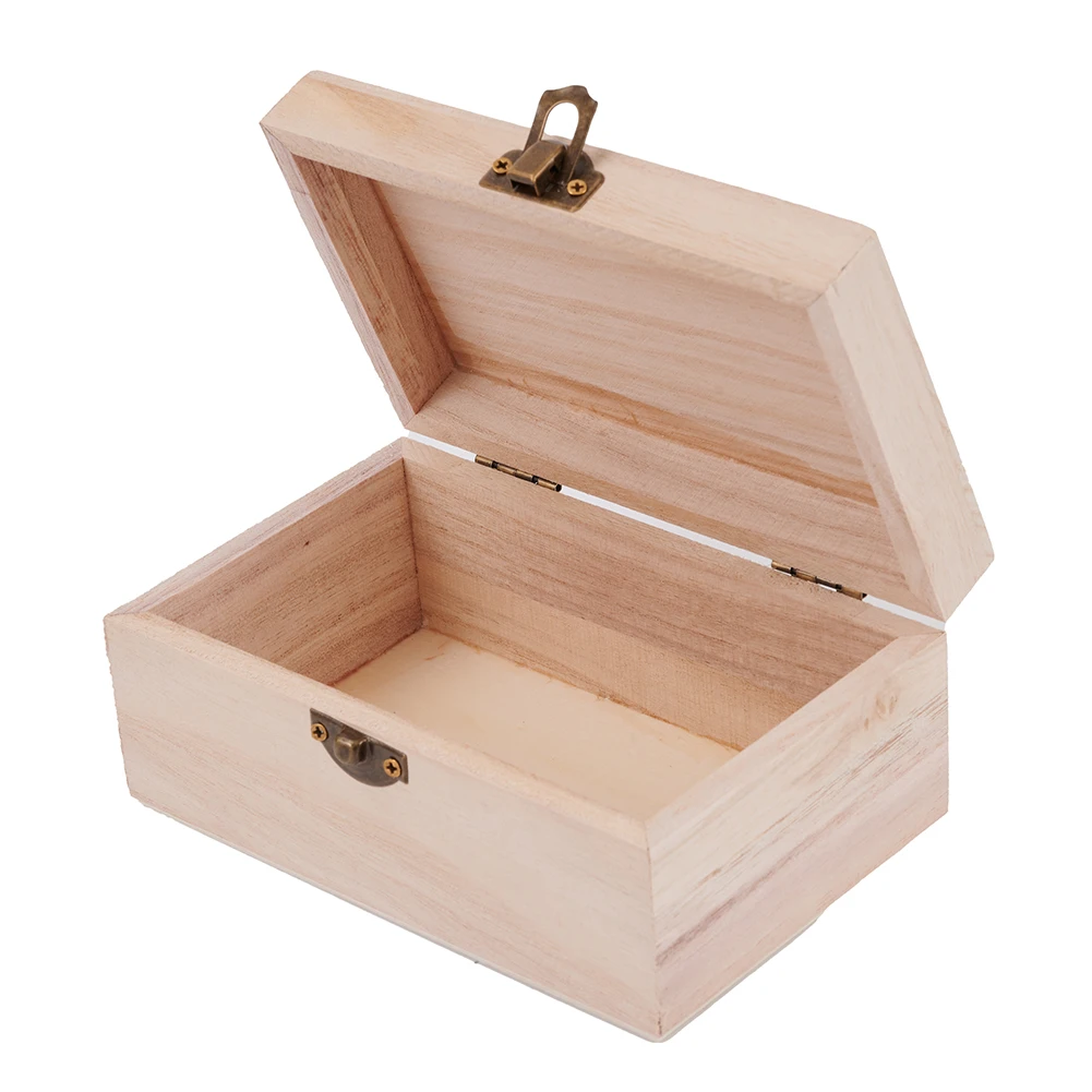 

1PC Wood Wooden Square Storage-Box Mother's Day Gift Home Keepsake Box Multifunction Hinged Craft Gift Box Wedding Gift Box