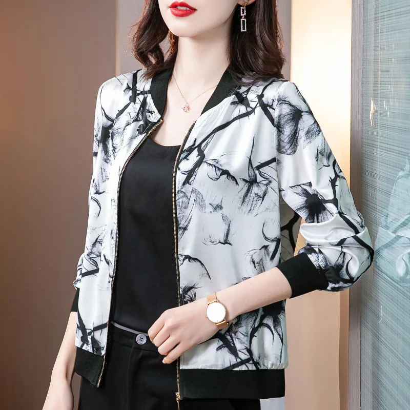 Women's Vintage Baseball Jacket Middle-Aged Mom Jacket Cardigan Spring and Autumn Clothing 2023