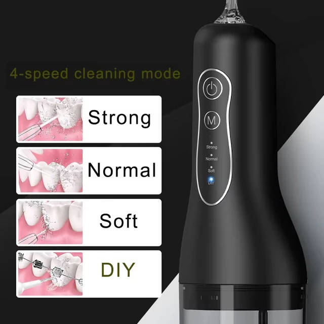 Oral Irrigator Portable Dental Water Flosser USB Rechargeable Water Jet Floss Tooth Pick  Jet Tip  Modes Waterproof 3