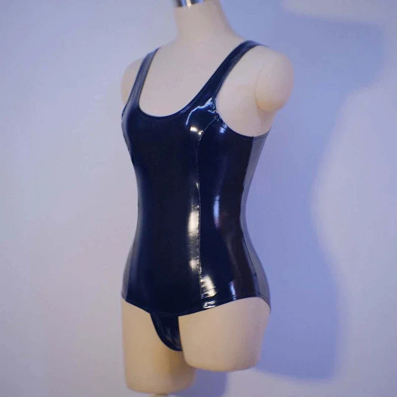 

Unique Latex Bikini Catsuit Sleeveless Without Zip Women Rubber Bodysuit Wet Look Swimwear Suits for Lady