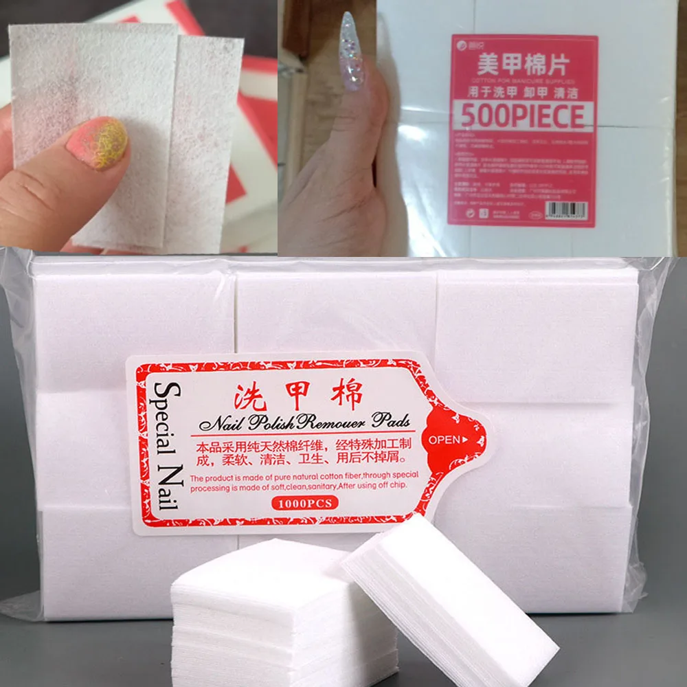 100/500/1000Pcs Remover Nail Polish Wipes Lint Paper 6x3.9cm White Color Cotton Nail Art Removal Wipes For Nail Clean Tool #*-TR
