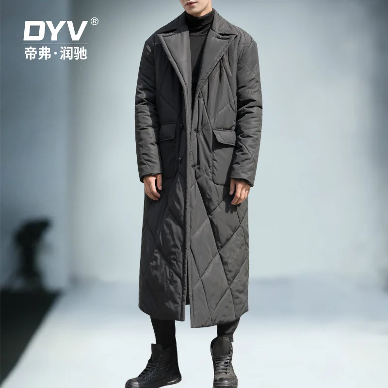 

Winter Men Black Parka Down Jacket for Men Thick Coat Plus Size X Long Jacket Waffle Warm Overcoat Wide-waisted