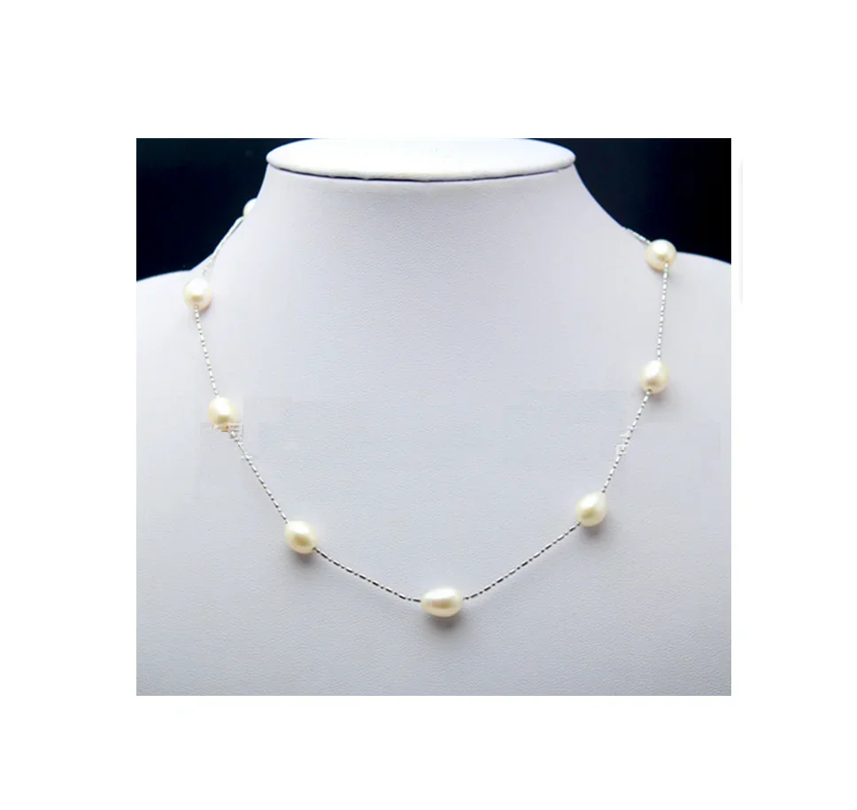 

Ожерелье из натурального белого жемчуга, жемчуг 18 х11 мм, 9 шт.