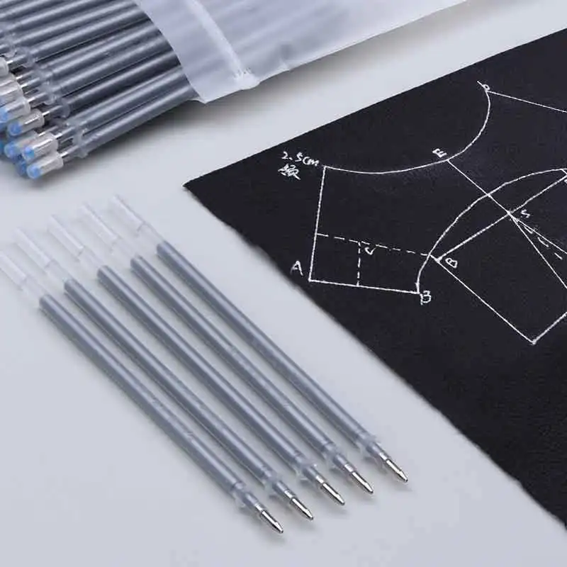 Silver Refill 0.8mm Fabric Marker 50/20Pcs set For Sewing Cotton Silk Leather Textile Patchwork Marking Erasable Washable Handle permanent marker pen,marker pens,permanent marker,permanent markers,markers pen,art markers,art marker pen
