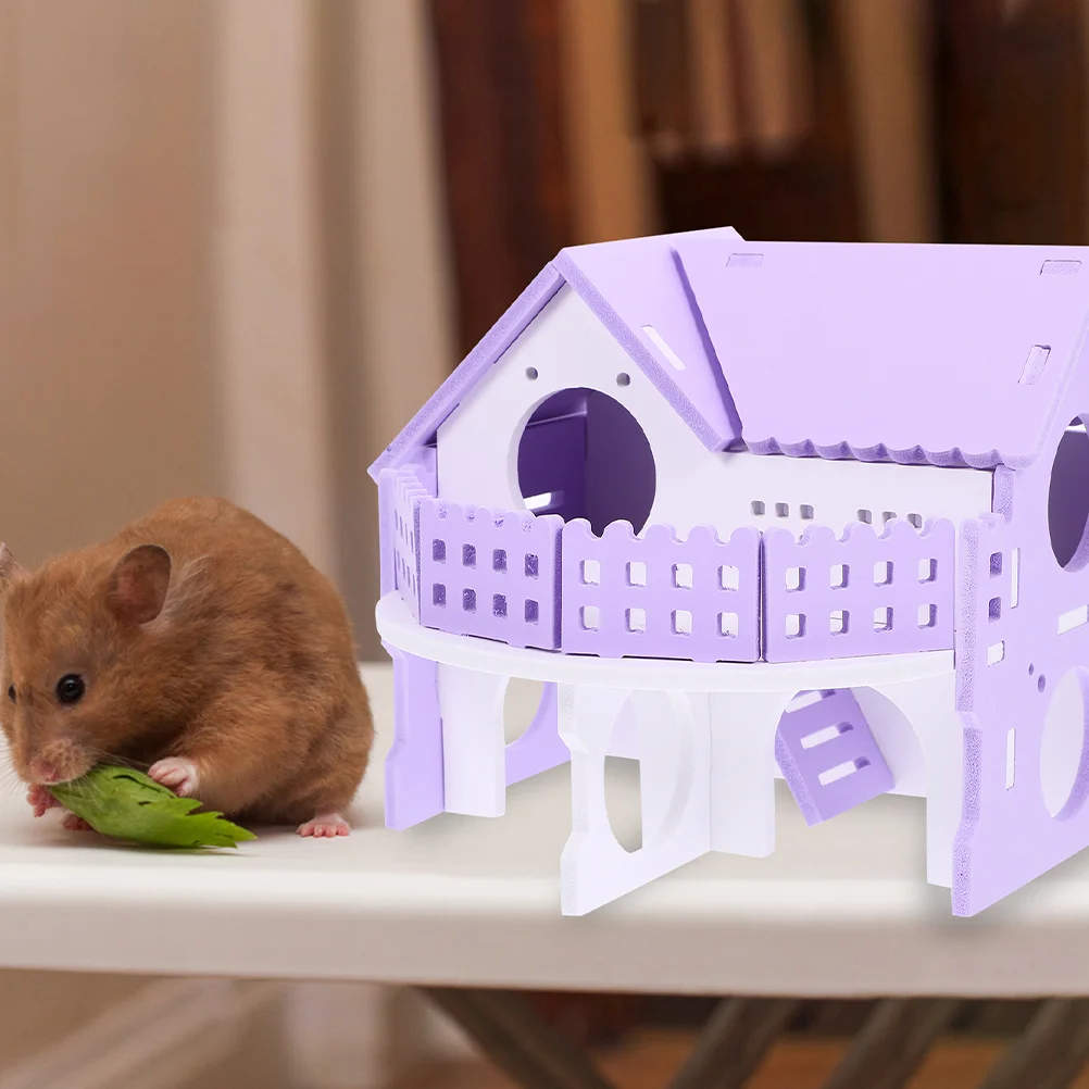 

Hamster Double-Deck Villa Hamsters House Pvc Guinea Pig Hideout Toy Accessories
