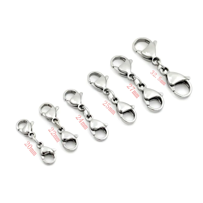 Stainless Steel Double Button Lobster Clasp Hooks Chain Closure