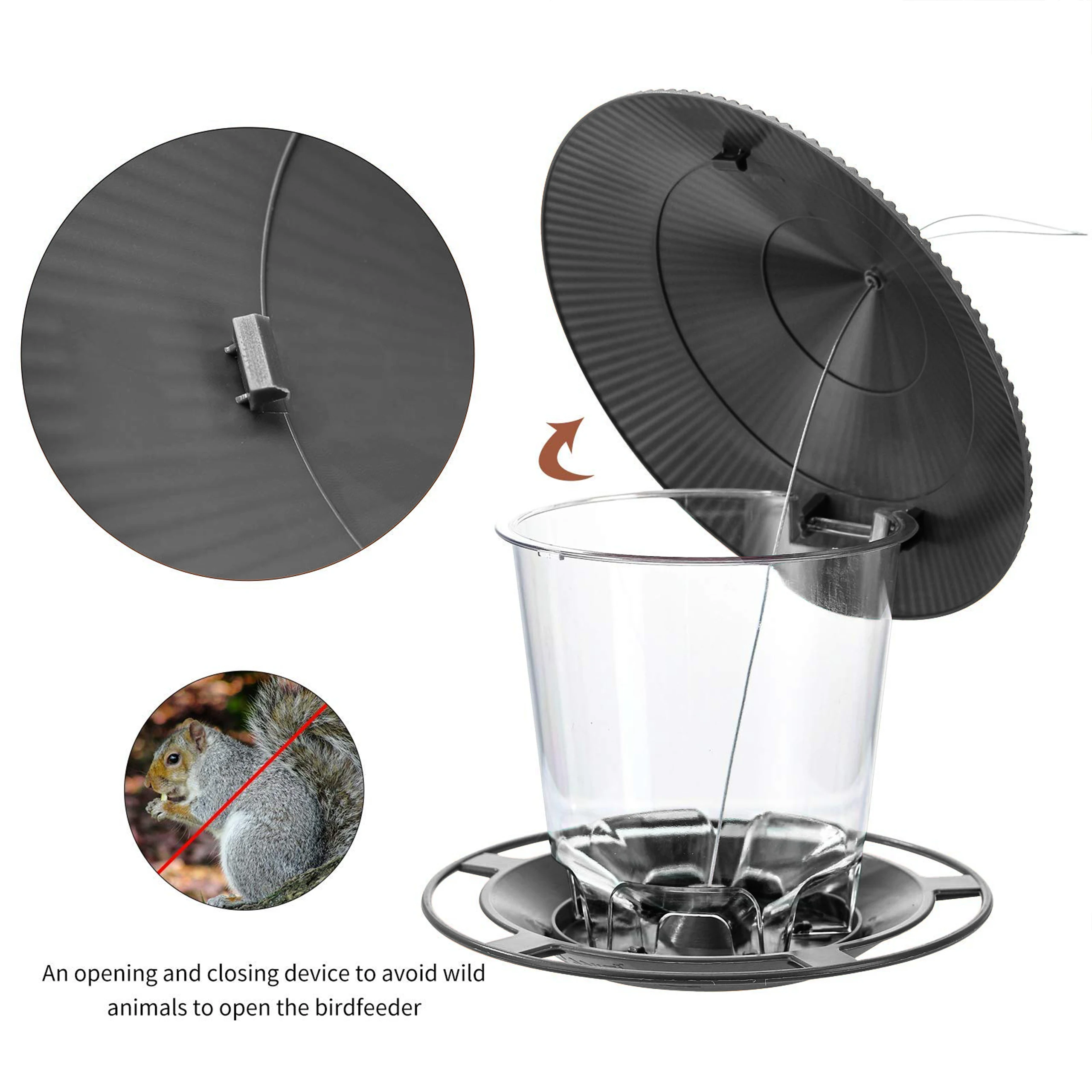 Hanging Bird Feeder with Roof Outdoor Feeding Tool Squirrel proof Wild Bird Seed Dispenser Holder Nut Container For Garden Yard bird feeder