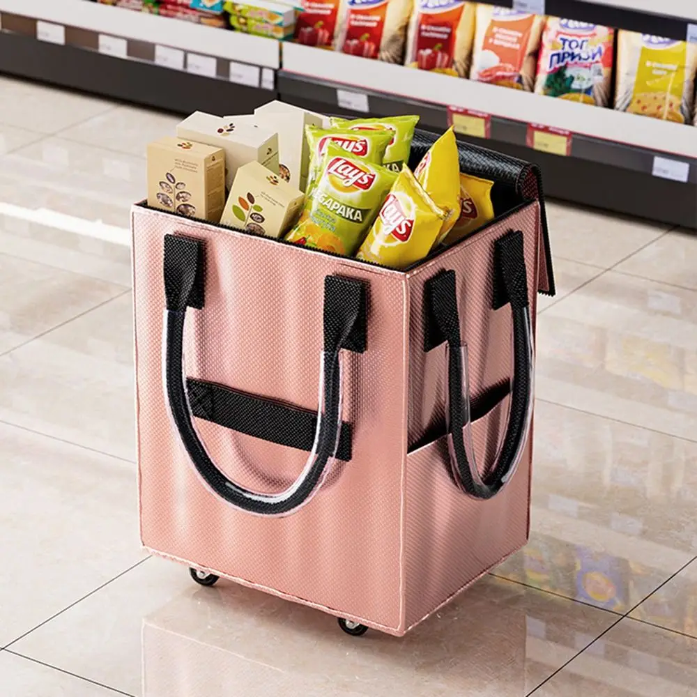 Long Handheld Roller Skating Shopping Bag Lightweight Portable Shopping Trolley Large Capacity Foldable Folding Hand Cart Market