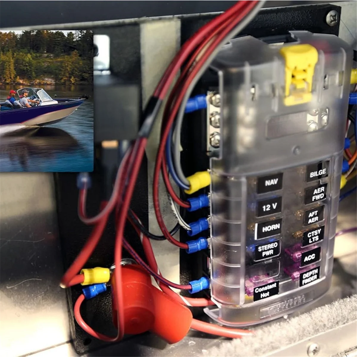 자동차 보트 퓨즈 박스 거치대 5026 ST 블레이드 퓨즈 블록, 접지 및 커버가 있는 12 회로, 32V100A