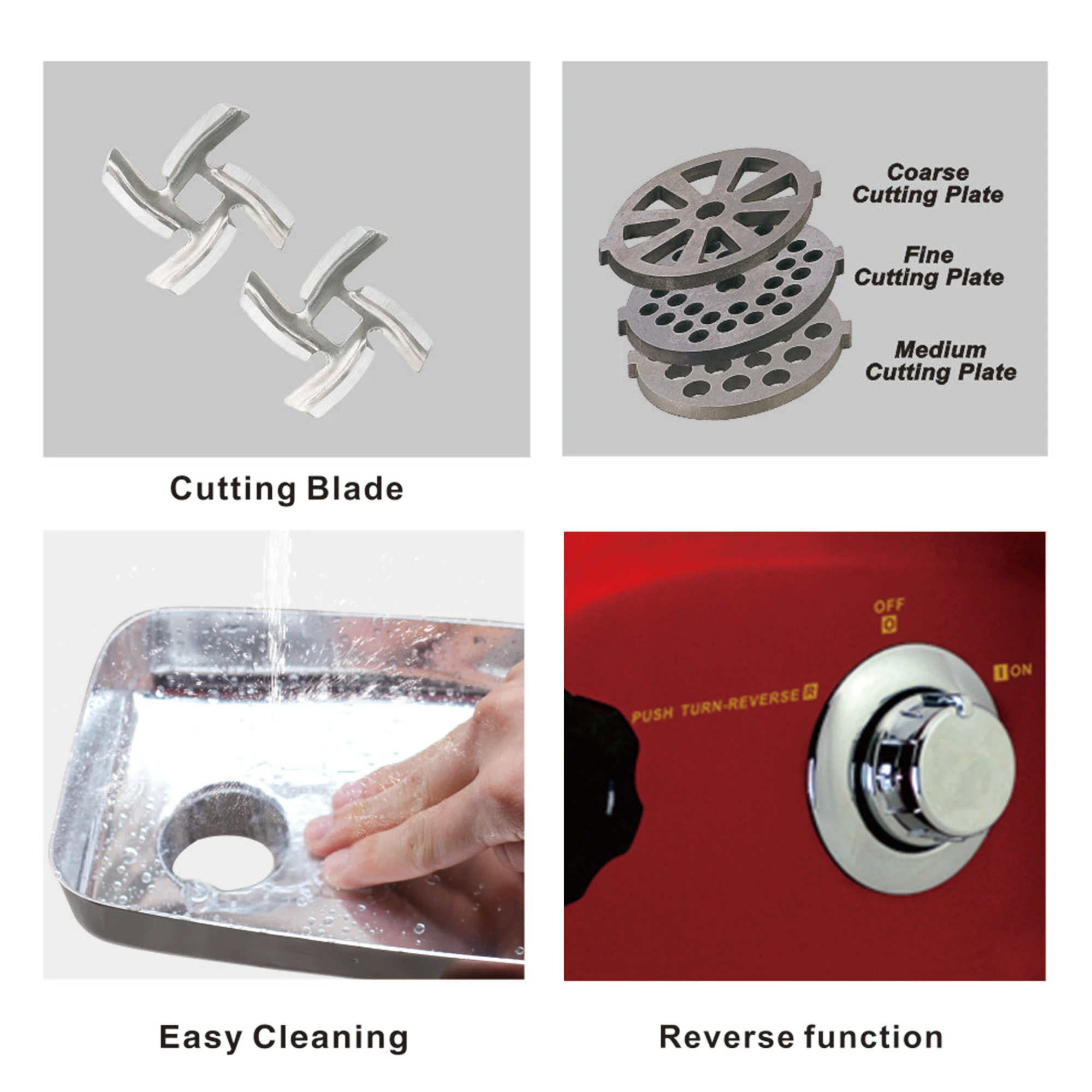 Sonifer Meat Grinder  .High quality cutting blade .3 pcs metal discs,fine,medium and coarse .Aluminum meat filling pan 2