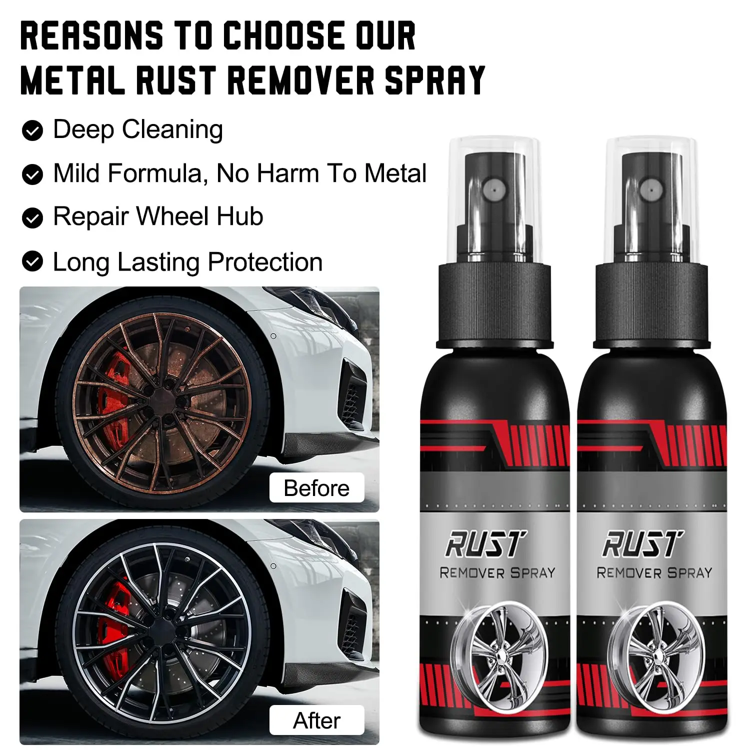 Car Metal Rust Remover Rust Inhibitor Derusting Spray Multipurpose Home Car Hub Anti-Rust Iron Power Cleaning Car Maintenance 5
