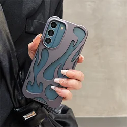Luxury Matte Hollow Out Flame Phone Case - Soft Heat Dissipation Cover for Galaxy A26 (MS Purple)