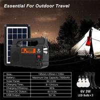 Kit de générateur de panneau d'énergie solaire d'éclairage portatif solaire avec 3 ampoules LED Camping en plein air randonnée éclairage solaire petit système domestique 6