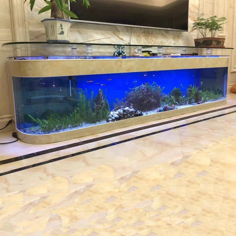 regeling Grondig Zaklampen Aangepaste Huishoudelijke Meubels Luxe Glazen Tafel Salontafel Met Aquarium  Thee Tafel En Tv Kast Aquarium| | - AliExpress