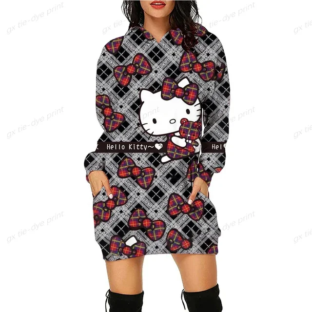 thumbnail image 1 of Sudadera con capucha de diseño original de HELLO KITTY con estampado de anime, sudadera ajustada con dibujos animados, sudadera versátil, sudadera con capucha de moda, vestido para mujer y2k, 1 of 5