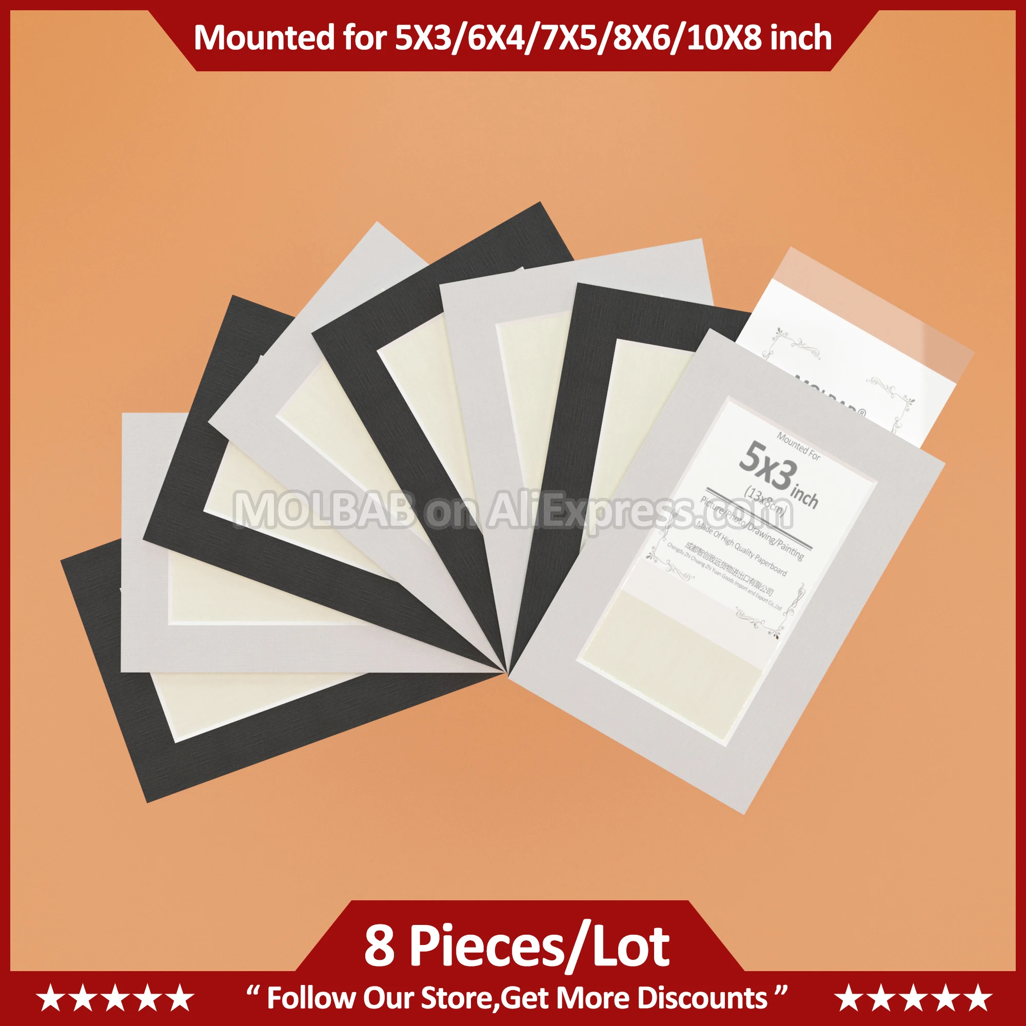 Rectangle Paperboard Picture Frame 5/6/7/8/10 Inch Mat Board Wall Mounted For Photo D&eacute;cor DIY Paper Crafts 8PCS/Lot