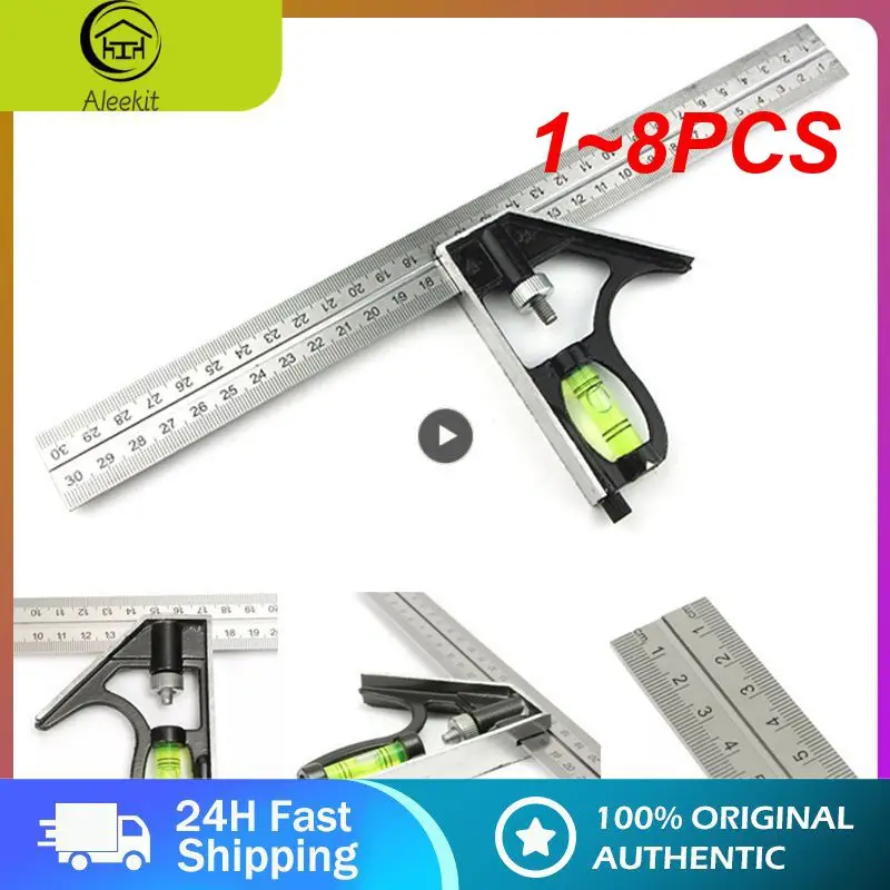 1-8PCS-300Mm-Adjustable-Combination-Square-Angle-Ruler-45-90-Degree ...