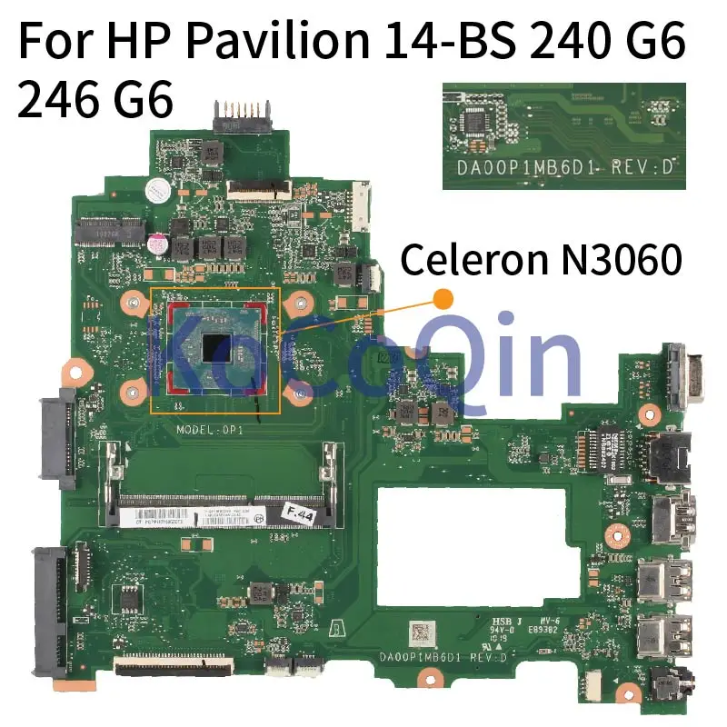para hp Pavilion 240 246 g6 14-bs Computador Portátil Mainboard N3060 925425001 925425601 Ddr3l Placa-mãe Da00p1mb6d1 Da00p1mb6d0