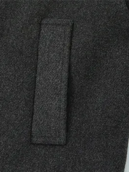 HH الخريف المرأة معطف تويد رمادي مزدوجة الصدر بدوره إلى أسفل طوق سترة طويلة الأكمام فضفاضة ملابس خارجية الأمومة غير رسمية 5