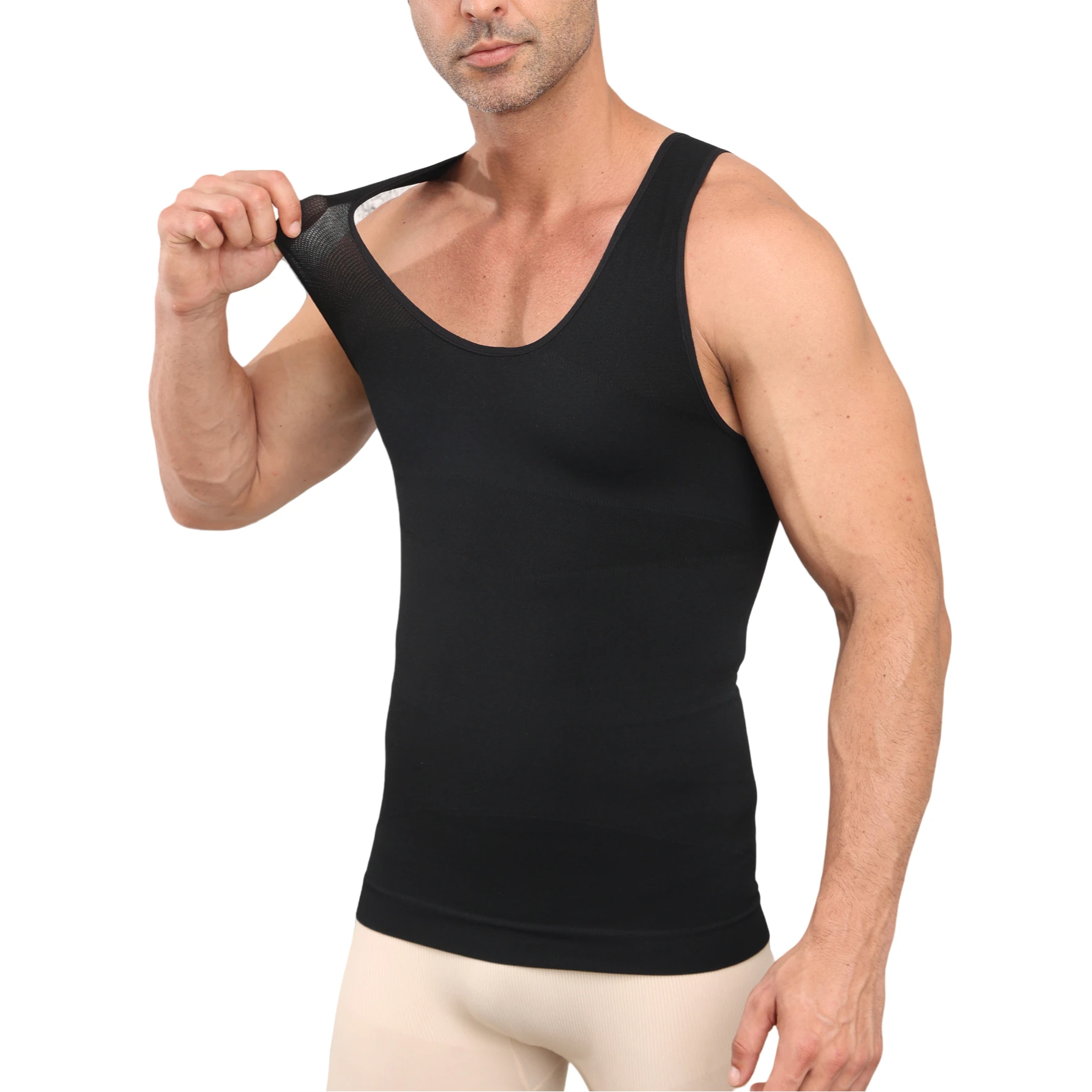 Men Slimming Undershirt Shapewear Body Shaper Tummy Control Belly Compression Tank Tops Waist Trainer Shirts Gynecomastia Vest