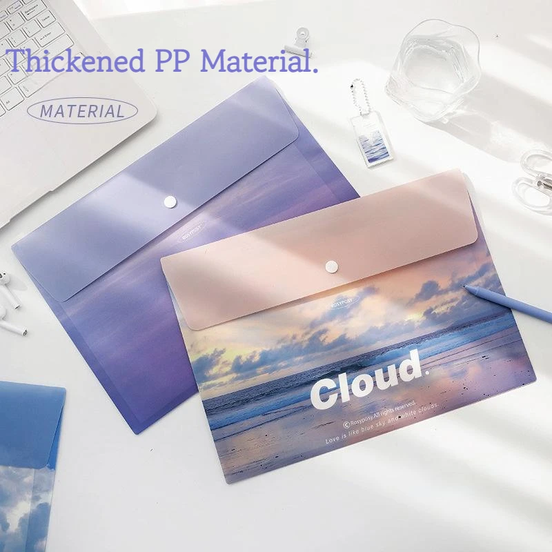 

4/8/12pcs/Set A4 Large Capacity File Storage Bags Snap Button Office Documents School Supplies Folder Bag Student Stationery