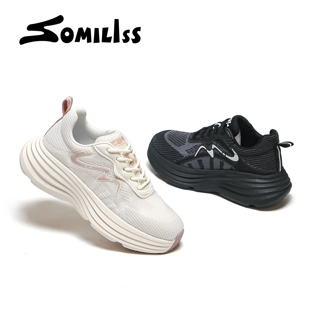 SOMILISS Sneaker for Women Spring Summer Breatheable Mesh Lace Up Fashion Casual Non Slip Walking Running Shoes for Women