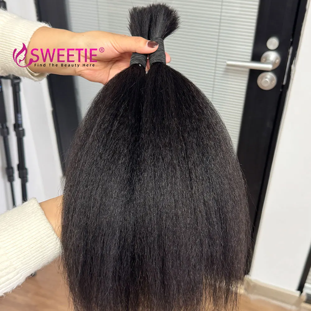 Relaxed Yaki Straight Raw Vietnamese Bulk Bone Straight Bulk And Braiding Hair No Weft Human Hair Bulk Extensions Bundles 2