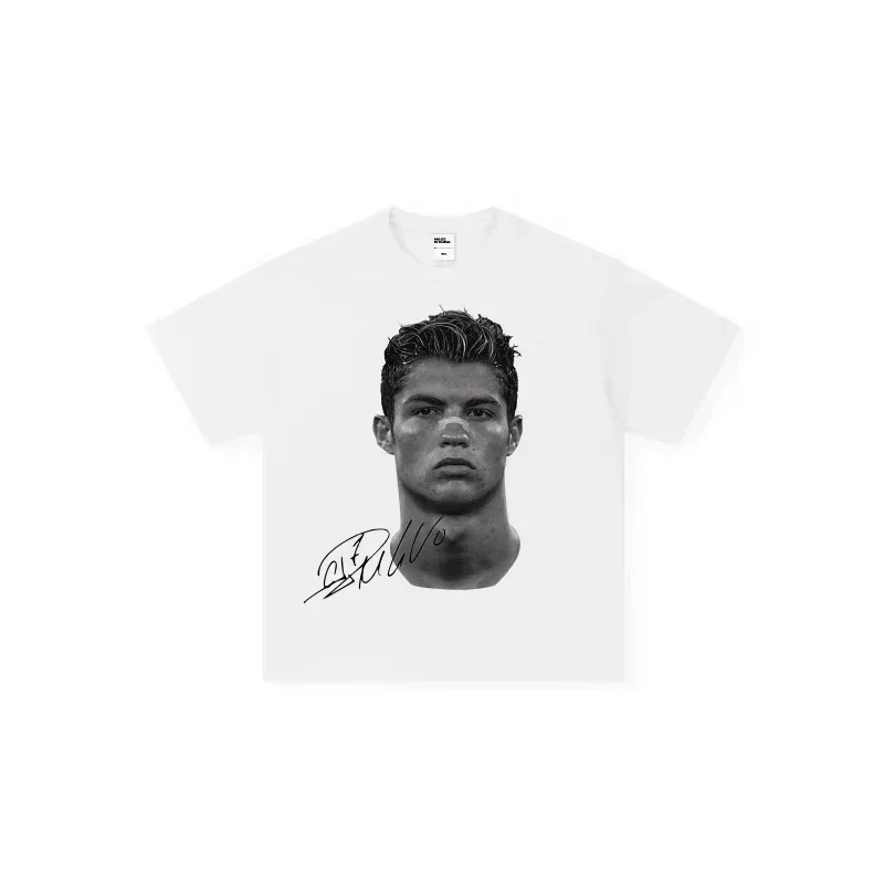 Cristiano Ronaldo Football Superstar Super Fashion Printed Short Sleeve T-shirt Distress American Women's Polyester Tops Tees 4