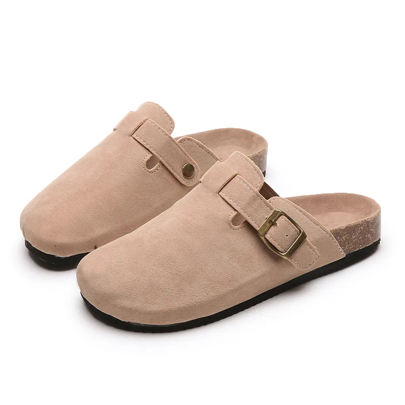 2023 Fashion Boston Clogs Women's Suede Mules Slippers Cork Insole