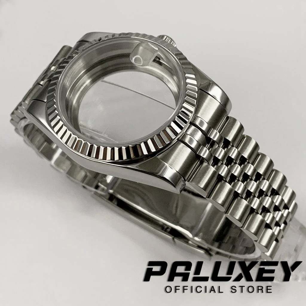 Deluxe Fluted Curved Sapphire Crystal Watch Case and Strap Band