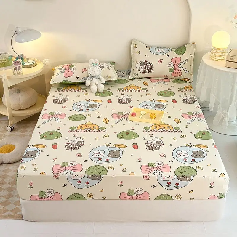 Description Picture 2 of itemWashable Cotton Fitted Sheet Single Piece Non slip Mattress Protective Cover Full Cover Bed Sheet Simmons Cover