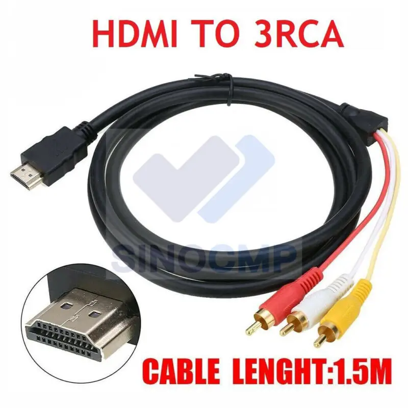 

59''1080p HDMI Male to 3 RCA Video Audio Converter Adapter Cable AV Component HDTV Supports 480i 480P 720P 1080i Resolution