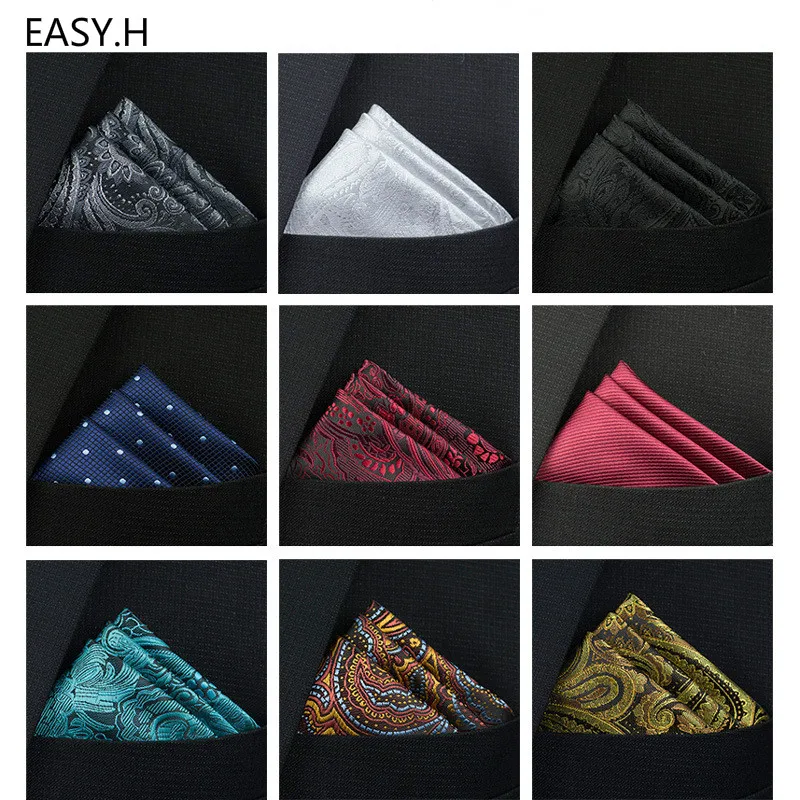 Pocket Square Handkerchief Accessories Paisley Solid Colors Vintage Business Suit Handkerchief Breast Scarf 25*25cm pocket square mini handkerchief