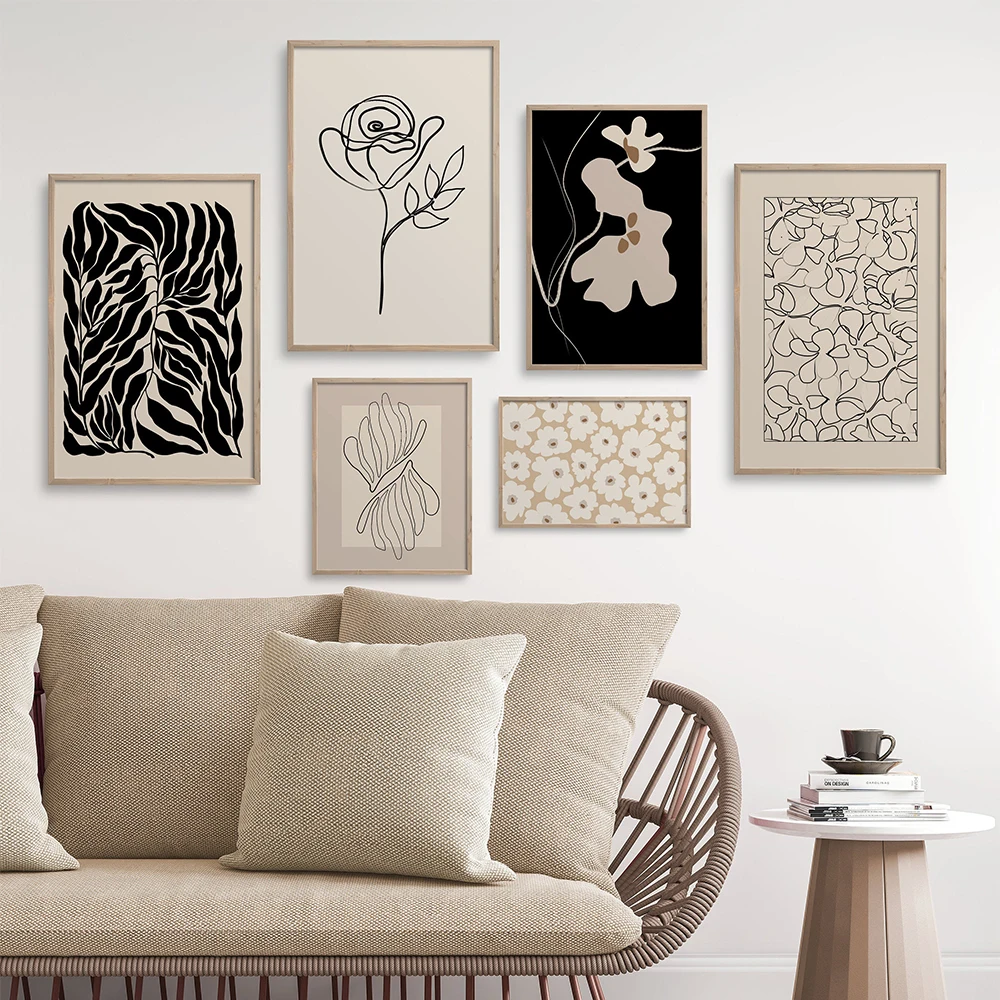 Neutral Floral Picture Wall Art Canvas Nordic Abstract Minimalist Botanical Line Posters and Prints for Home DecorPainting | Дом и сад